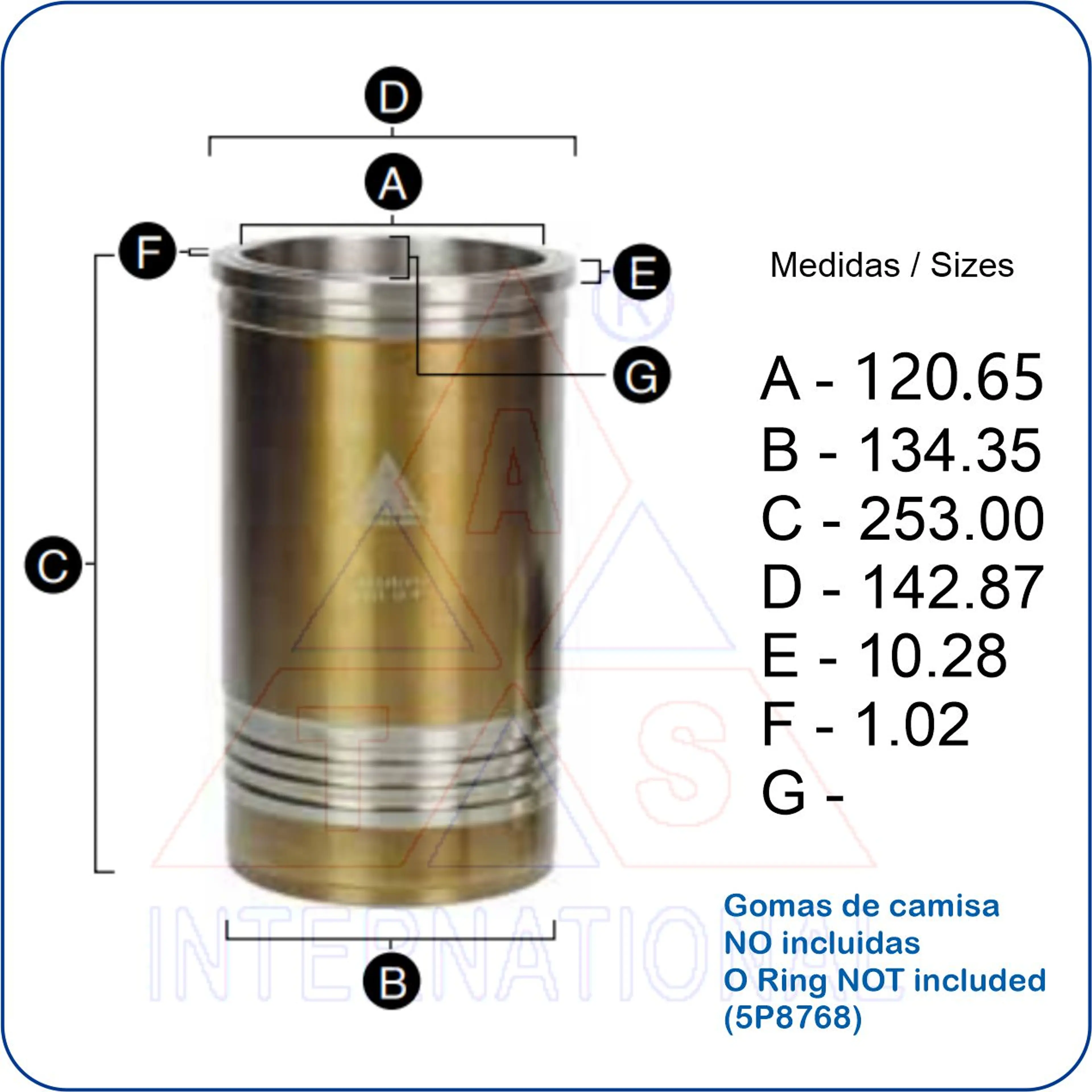 CAMISA CAT MOTOR 3304/3306 N/