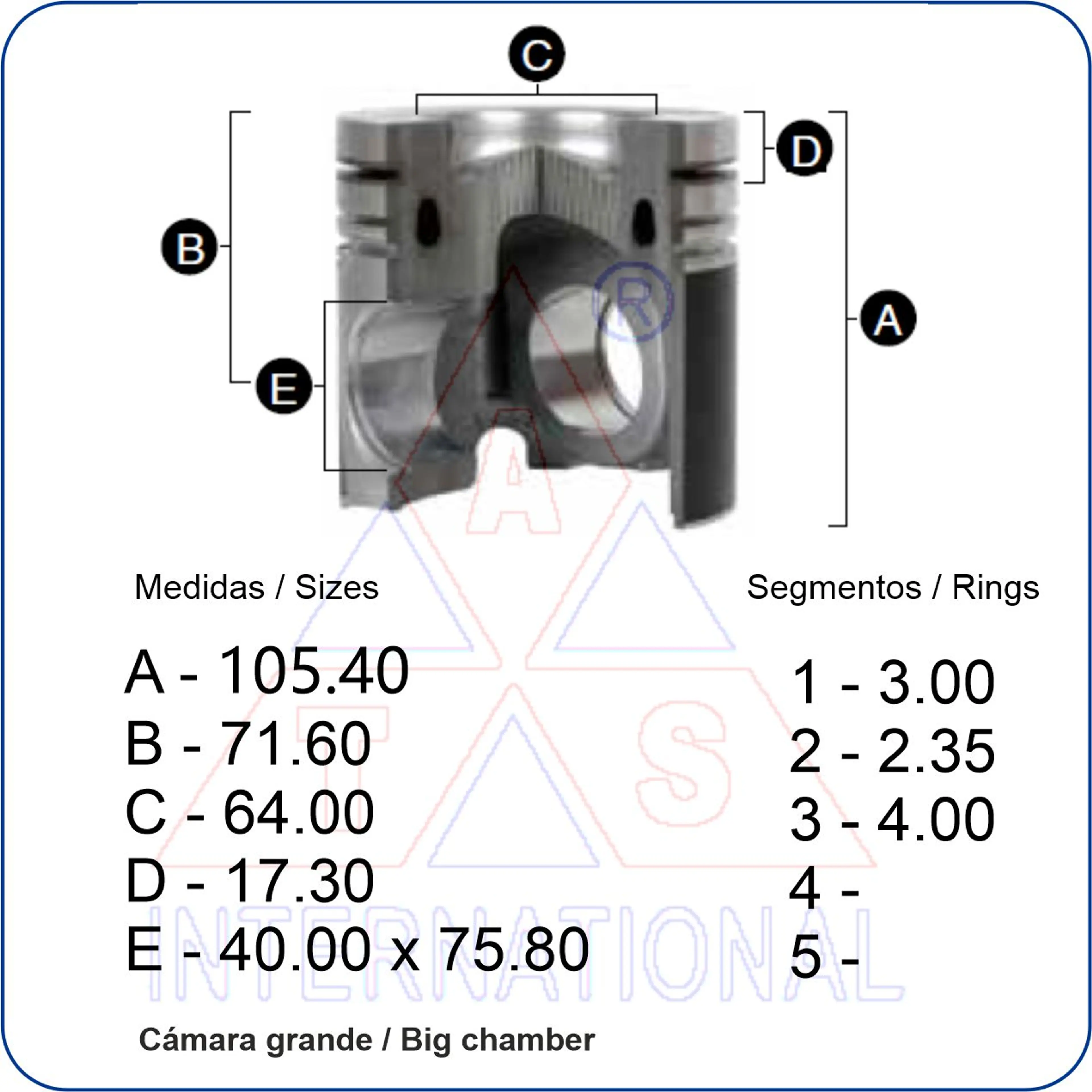 PISTON CUMMINS 6BT 102 STD CAM