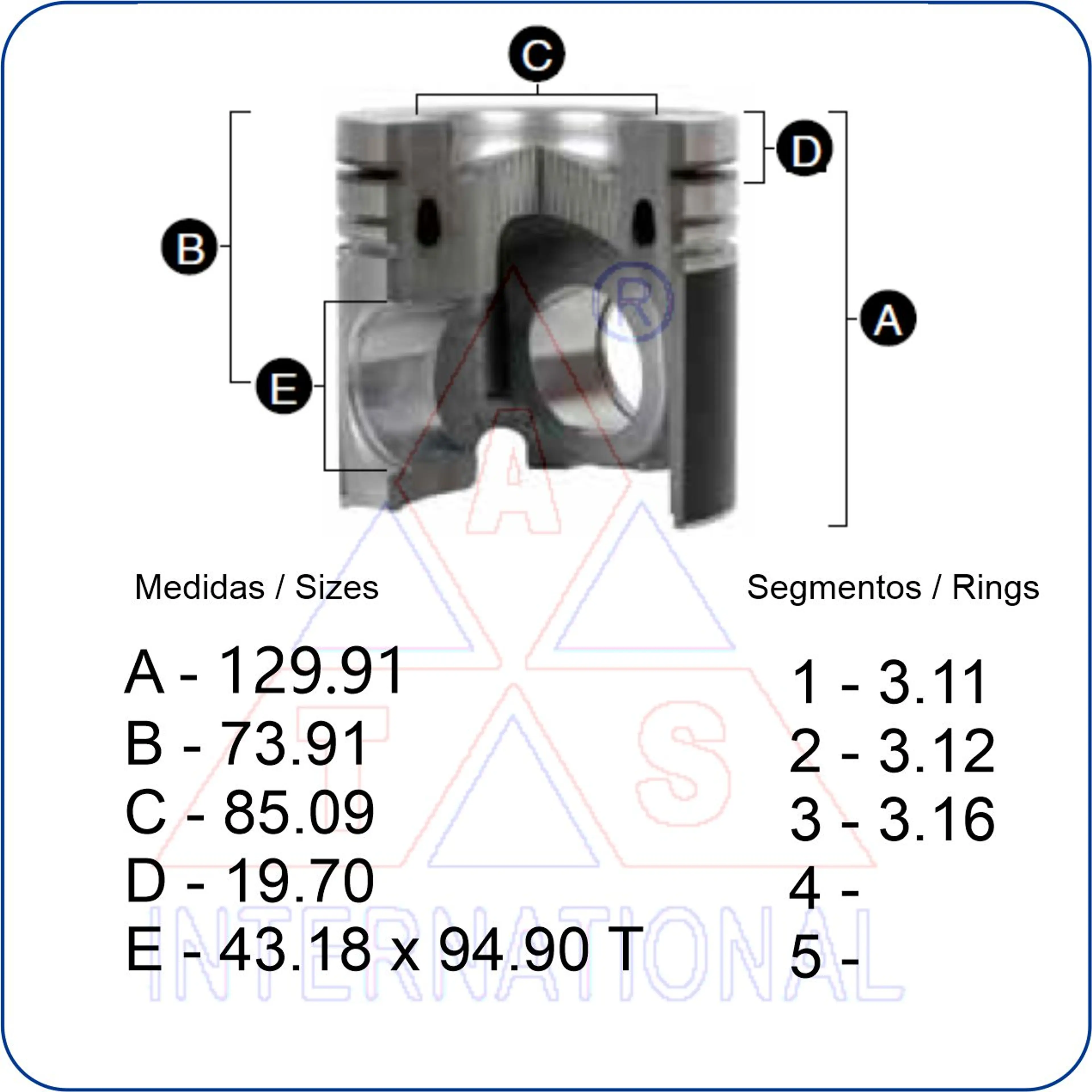 PISTON 120.65 CAT 3304/3306 ID