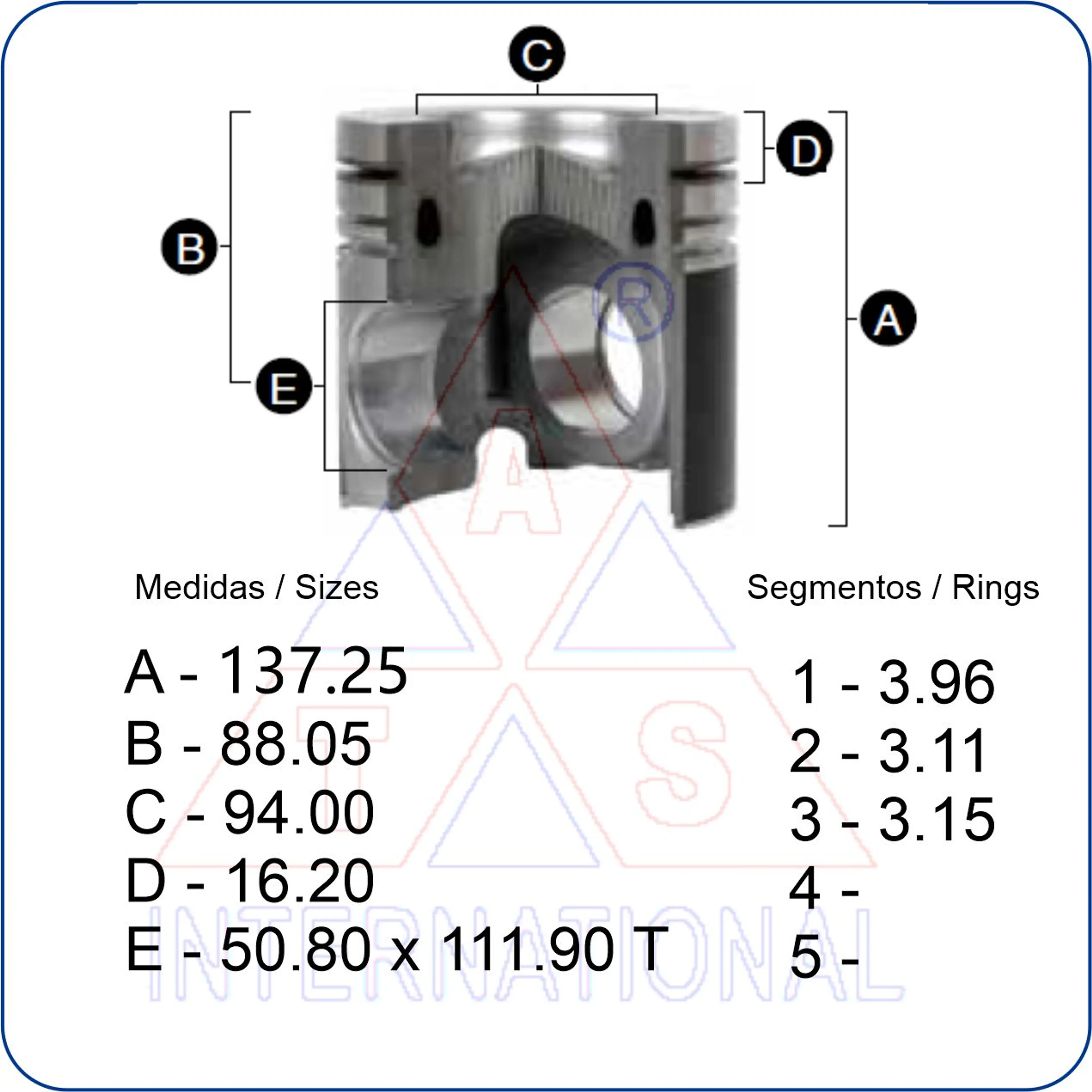 PISTON 137.16 CAT 3406/3408 SR