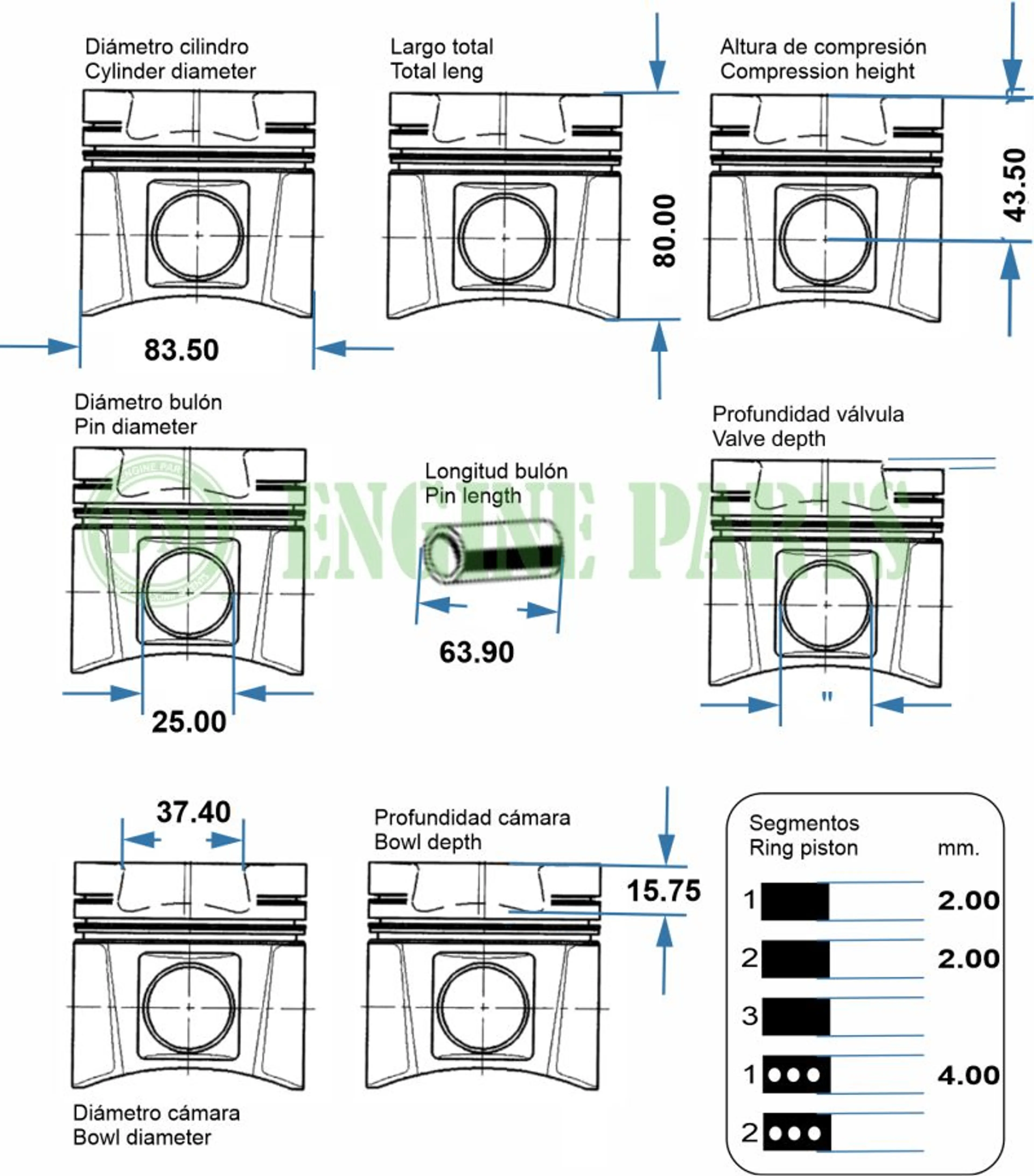 PISTON 83.50 KUBOTA D1503DI/V2003DI