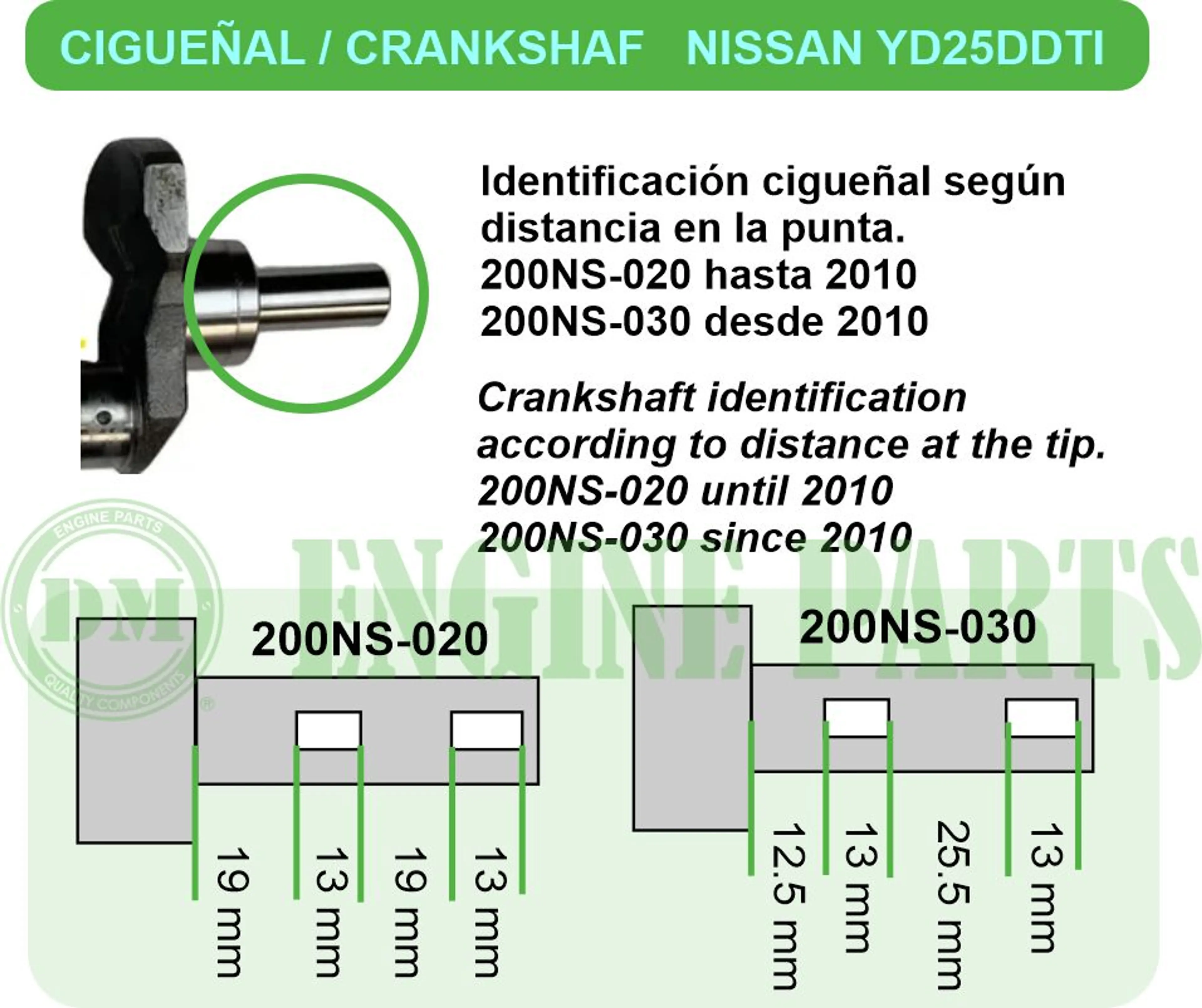 CIGUEÑAL NISSAN YD25 HASTA 2010 C/C